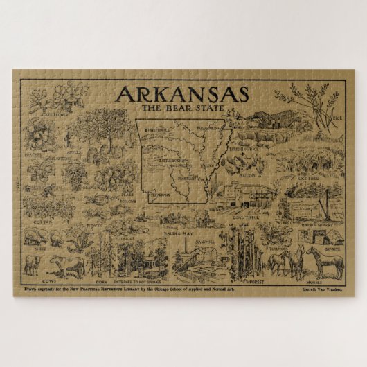  kaart van Arkansas (1912) - Tan Legpuzzel (Horizontaal)