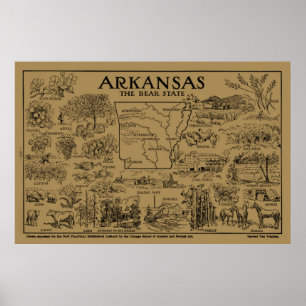 kaart van Arkansas (1912) - Tan Poster