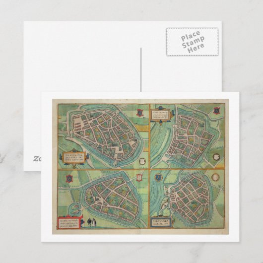 Kaart van Arnhem, Velmo, Gelre en Ruerm uit 'Civi' (Voorkant / Achterkant)