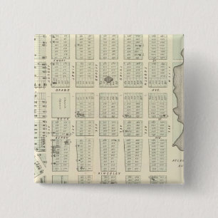 Kaart van Asbury Park, Monmouth County, New Jersey Vierkante Button 5,1 Cm