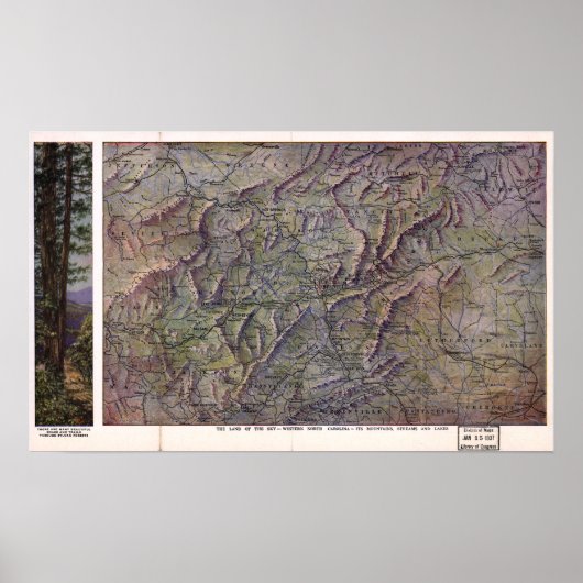  kaart van Asheville North Carolina Poster (Voorkant)