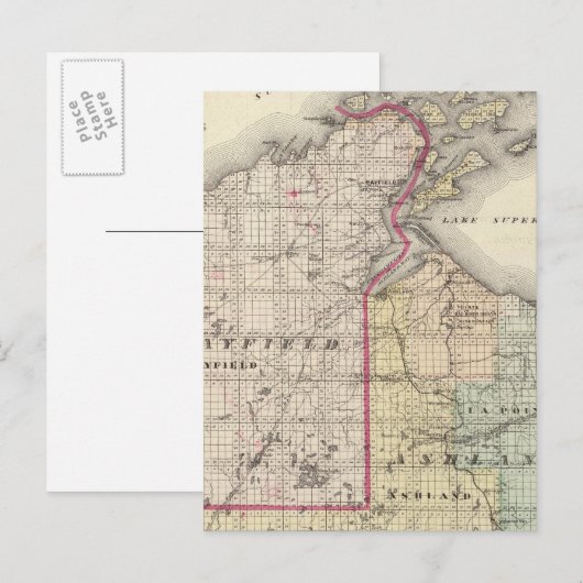 Kaart van Ashland en provincies Bayfield (Voorkant / Achterkant)