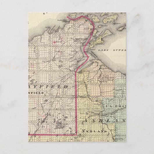 Kaart van Ashland en provincies Bayfield (Voorkant)