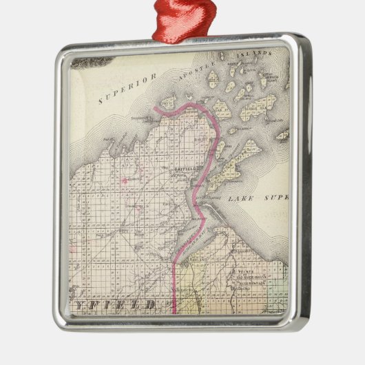 Kaart van Ashland en provincies Bayfield Metalen Ornament (Links)