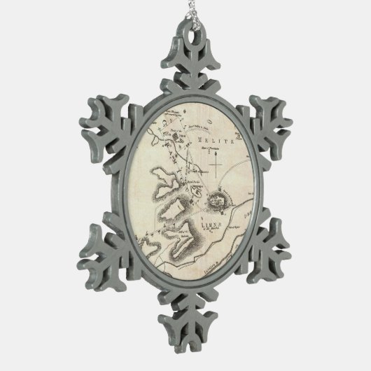  kaart van Athene Griekenland (1784) Tin Sneeuwvlok Ornament (Links)