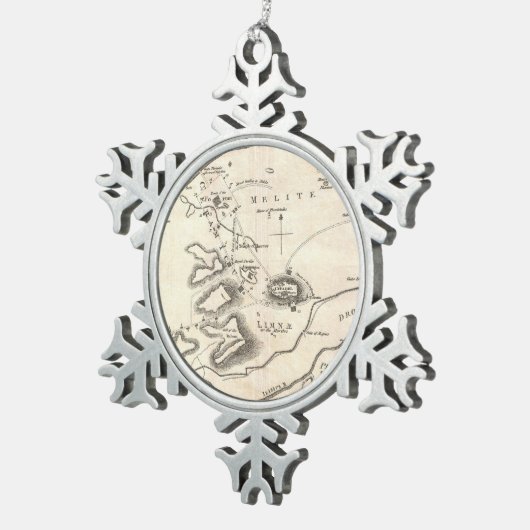  kaart van Athene Griekenland (1784) Tin Sneeuwvlok Ornament (Rechts)