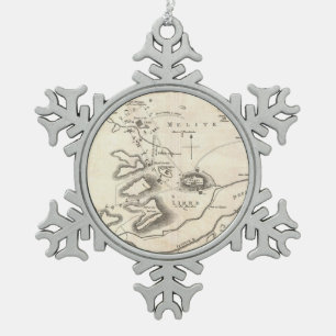  kaart van Athene Griekenland (1784) Tin Sneeuwvlok Ornament