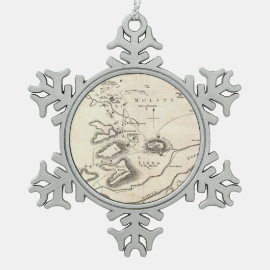  kaart van Athene Griekenland (1784) Tin Sneeuwvlok Ornament (Voorkant)