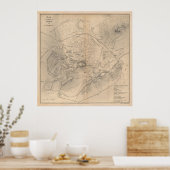  kaart van Athene Griekenland (1841) Poster (Keuken)