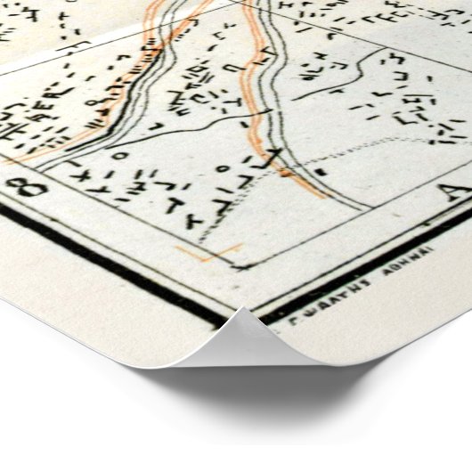 kaart van Athene Griekenland (1890) Poster (Hoek)