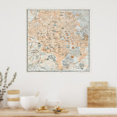  kaart van Athene Griekenland (1890) Poster (Keuken)