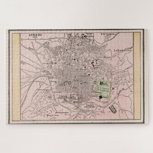  kaart van Athene Griekenland (1901) Legpuzzel (Horizontaal)
