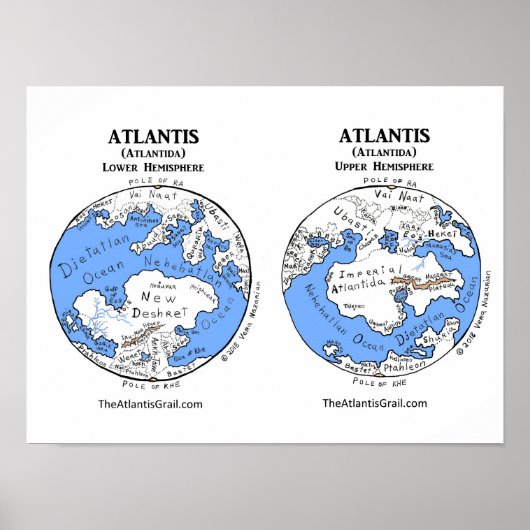 Kaart van Atlantis - Beide Hemispheres - Poster (Voorkant)