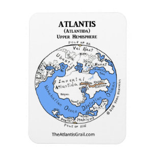 Kaart van Atlantis - Bovenste Hemisphere - Magnet  Magneet