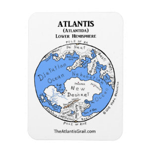 Kaart van Atlantis - Onderste Hemisphere - Magnet  Magneet