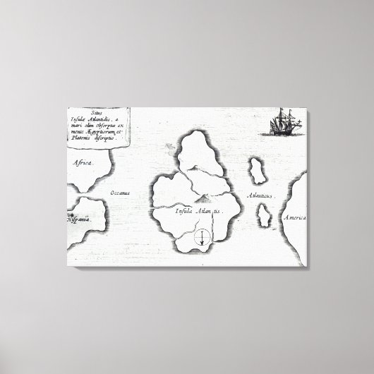 Kaart van Atlantis, van "Mundus Subterraneus" Canvas Afdruk (Voorkant)