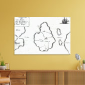 Kaart van Atlantis, van "Mundus Subterraneus" Canvas Afdruk (Insitu (Woonkamer))