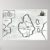 Kaart van Atlantis, van "Mundus Subterraneus" Poster (Voorkant)