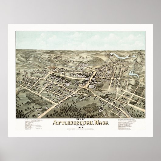 Kaart van Attleborough, Massachusetts uit 1878 Poster (Voorkant)