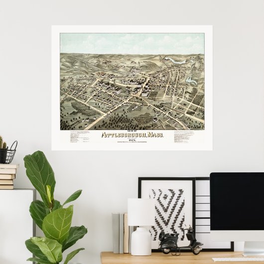 Kaart van Attleborough, Massachusetts uit 1878 Poster (Thuiskantoor)