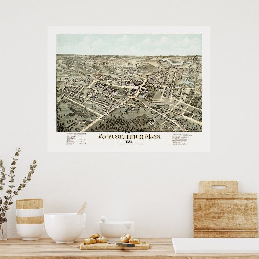 Kaart van Attleborough, Massachusetts uit 1878 Poster (Keuken)