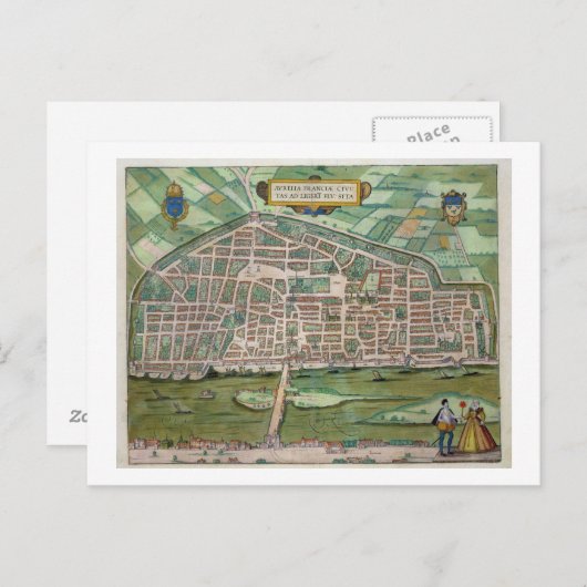 Kaart van Aurelia, van "Civitates Orbis Terrarum"  (Voorkant / Achterkant)