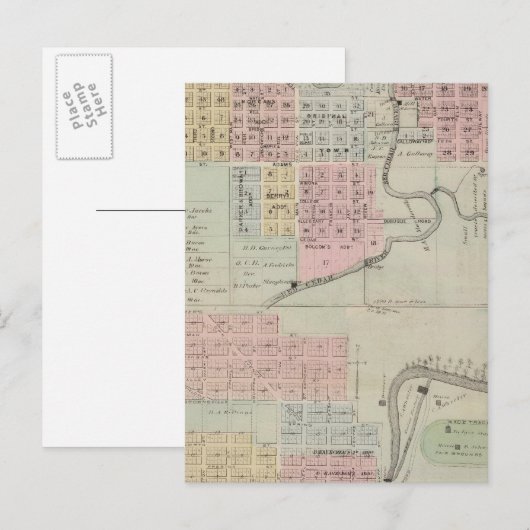 Kaart van Austin, provincie Mower, Minnesota (Voorkant / Achterkant)