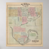 Kaart van Austin, provincie Mower, Minnesota Poster (Voorkant)
