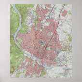  kaart van Austin Texas (1955) Poster (Voorkant)