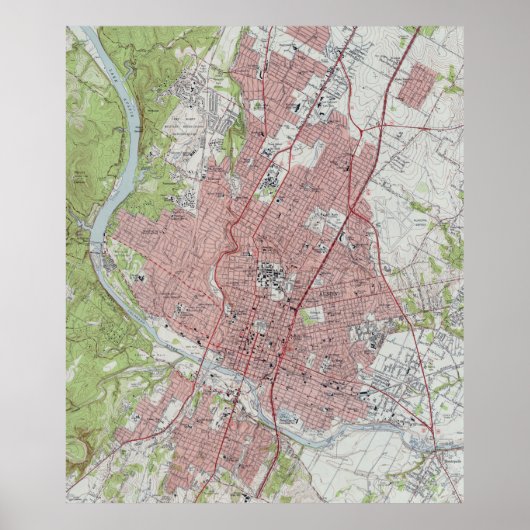 kaart van Austin Texas (1955) Poster (Voorkant)