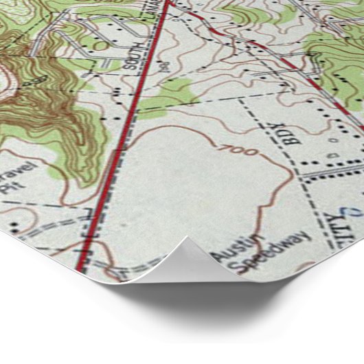  kaart van Austin Texas (1955) Poster (Hoek)