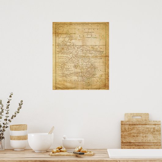  kaart van Australaziatische archiefafdruk Poster (Keuken)
