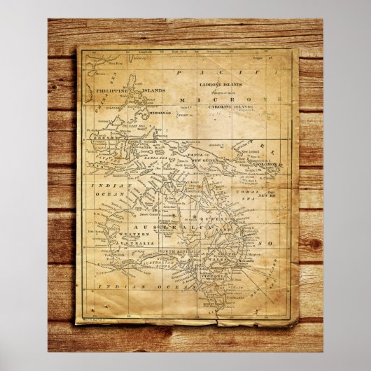  kaart van Australazië Poster (Voorkant)