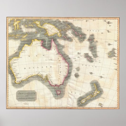  kaart van Australië (1814) Poster (Voorkant)