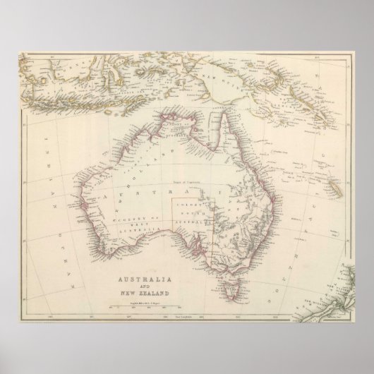  kaart van Australië (1848) Poster (Voorkant)