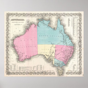 kaart van Australië (1855) Poster