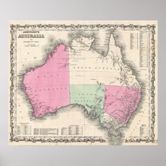  kaart van Australië (1862) Poster (Voorkant)