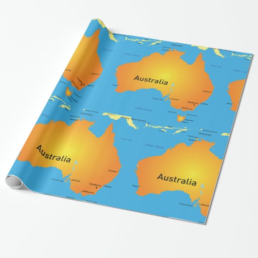 Kaart van Australië Cadeaupapier (Uitgerold)