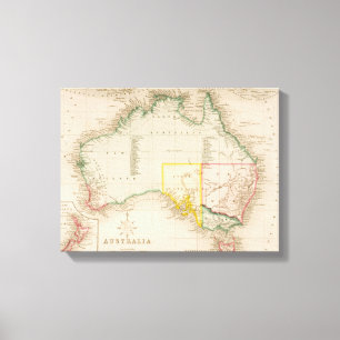Kaart van Australië en Nieuw-Zeeland Canvas Afdruk