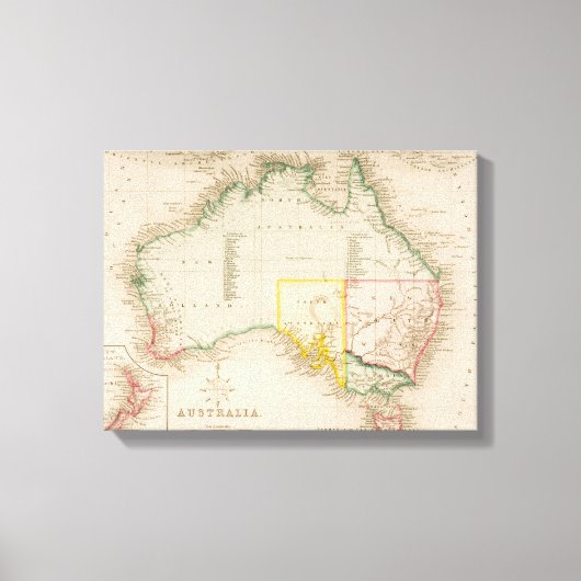 Kaart van Australië en Nieuw-Zeeland Canvas Afdruk (Voorkant)