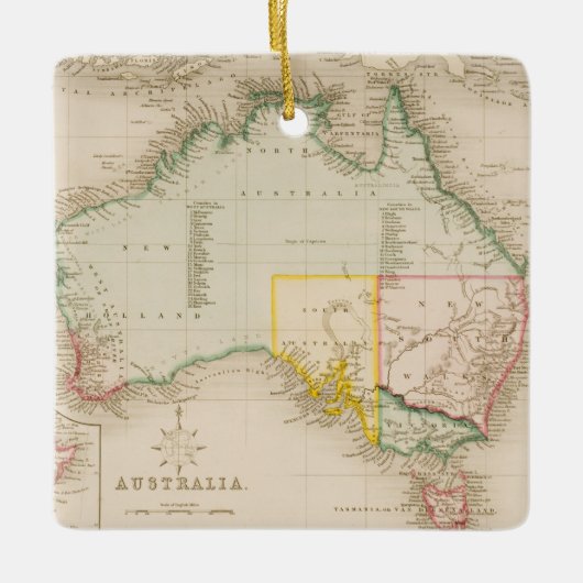 Kaart van Australië en Nieuw-Zeeland Keramisch Ornament (Voorkant)