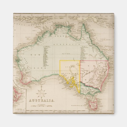 Kaart van Australië en Nieuw-Zeeland Magneet (Voorkant)