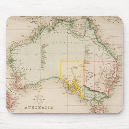 Kaart van Australië en Nieuw-Zeeland Muismat (Voorkant)