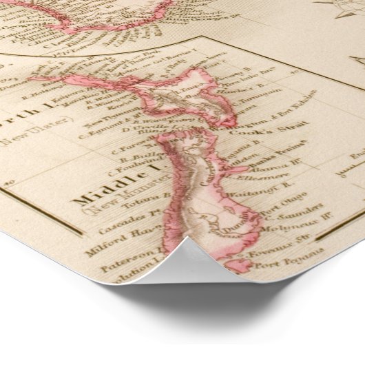 Kaart van Australië en Nieuw-Zeeland Poster (Hoek)