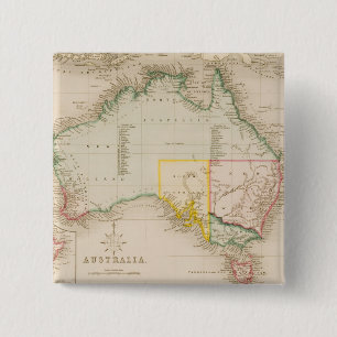 Kaart van Australië en Nieuw-Zeeland Vierkante Button 5,1 Cm