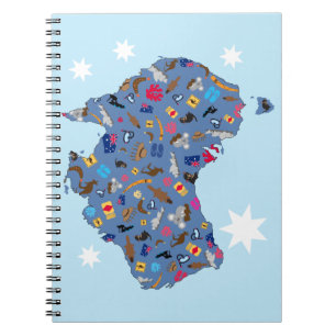 Kaart van Australië met cultuurgoederen Notitieboek