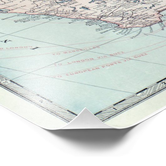 Kaart van Australië met steden en wegen 1932 - Foto Afdruk (Hoek)