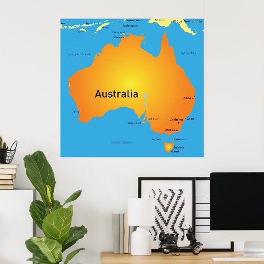 Kaart van Australië Poster (Thuiskantoor)