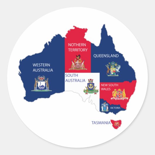 Kaart van Australië Ronde Sticker (Voorkant)