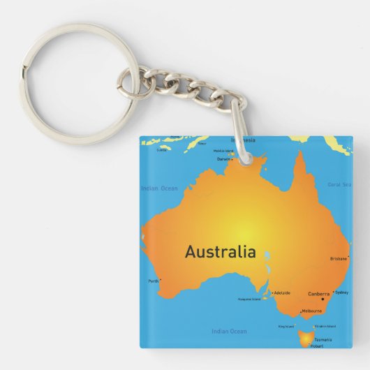 Kaart van Australië Sleutelhanger (voorkant)
